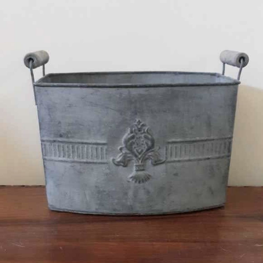 Gray Metal Decorative Buckets